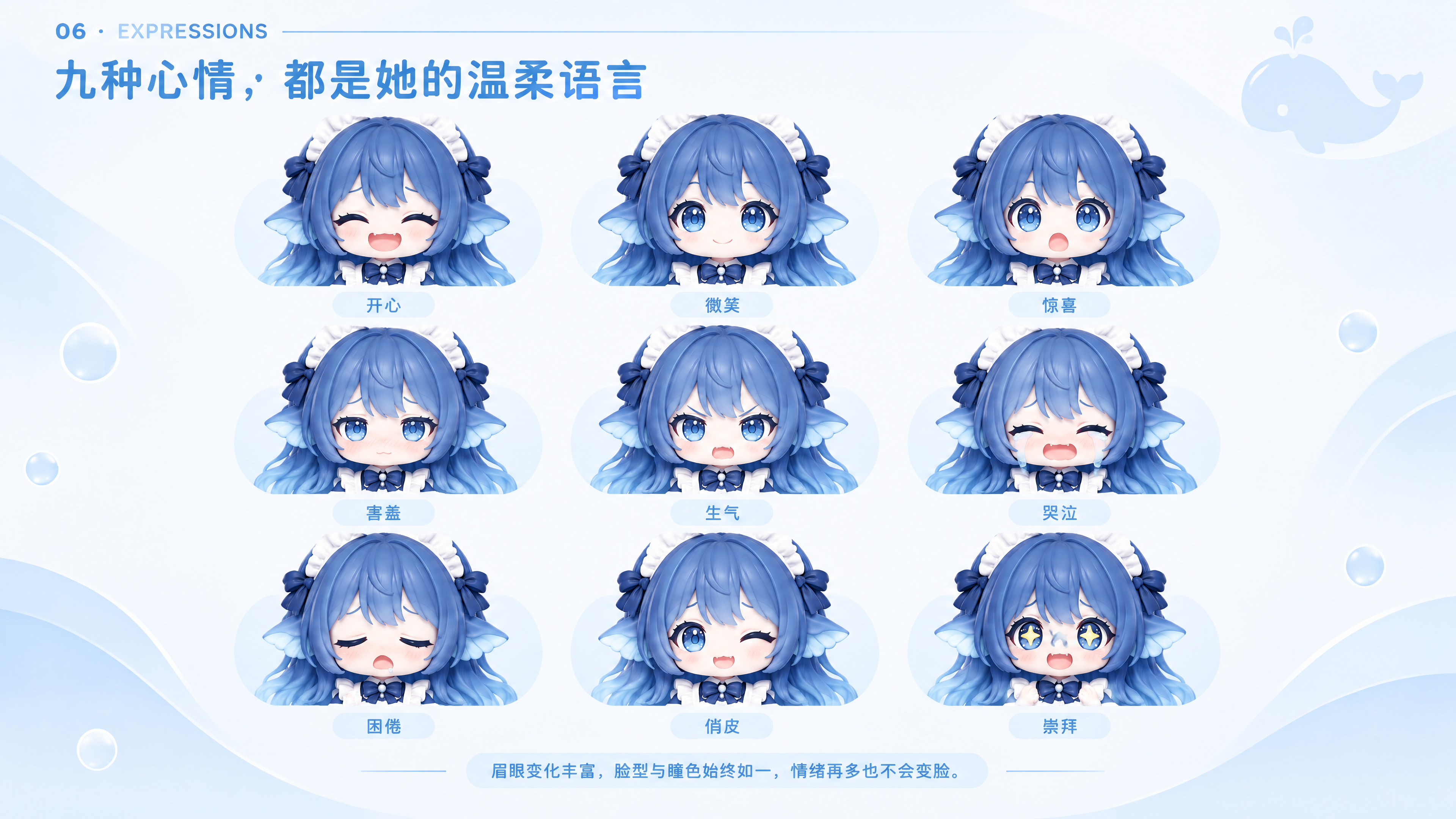 鲸鱼娘九种情绪表情
